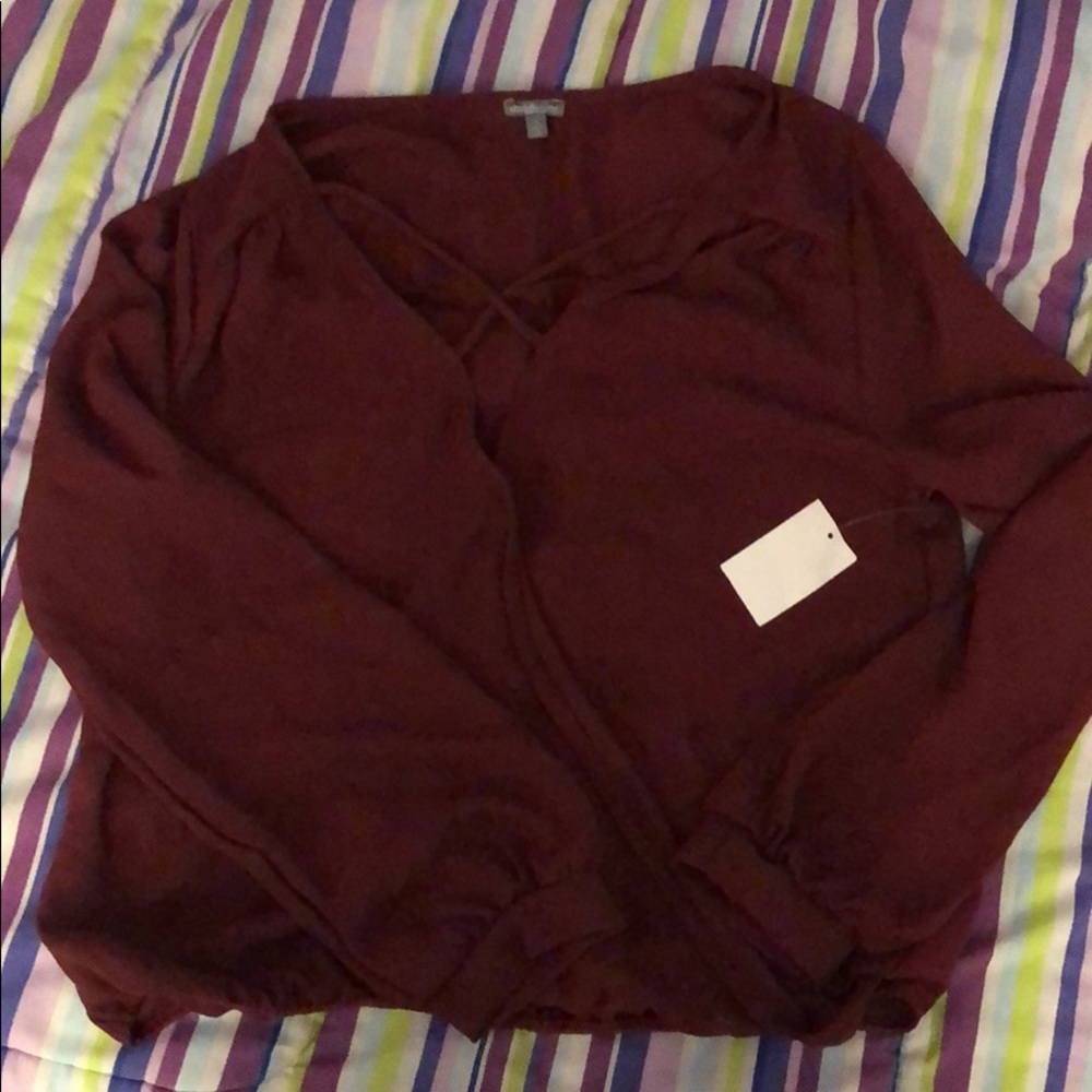 Criss-cross long sleeve shirt